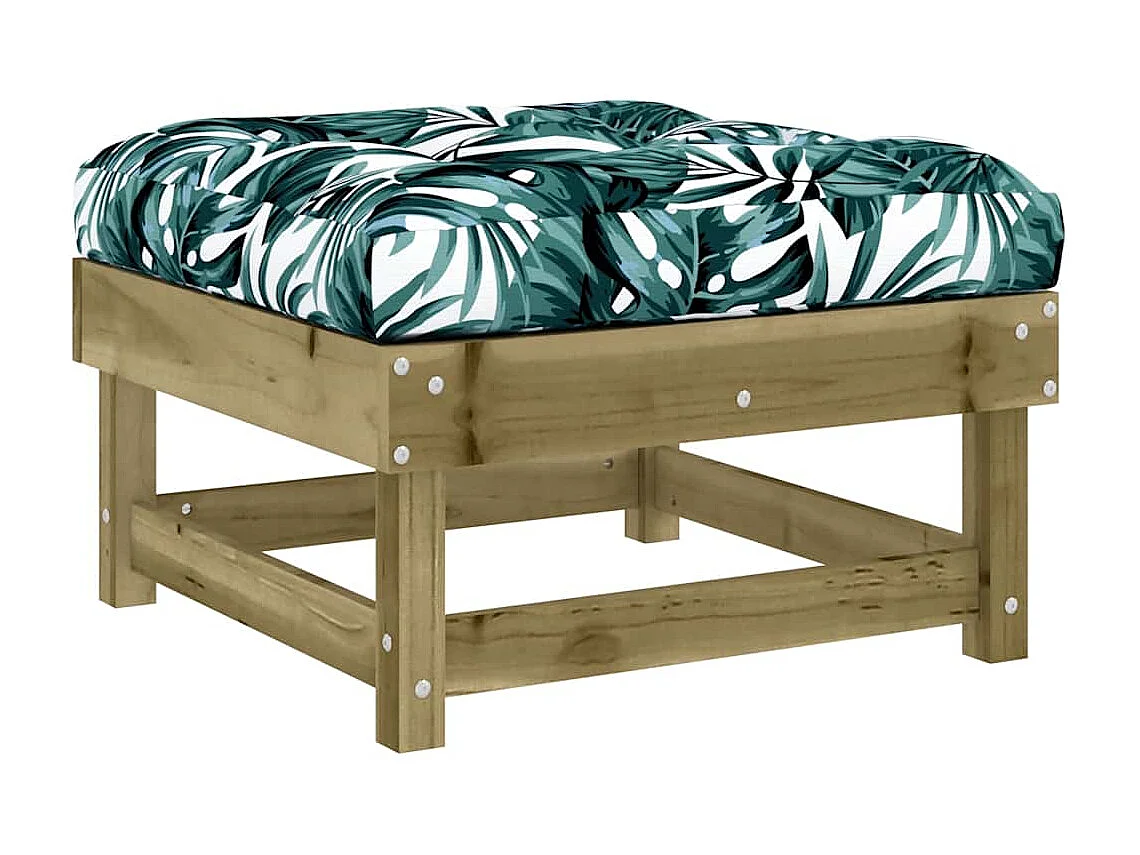 Repose-pied de jardin avec coussin bois de pin imprégné