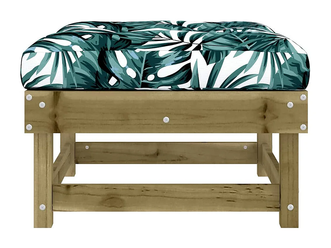 Repose-pied de jardin avec coussin bois de pin imprégné