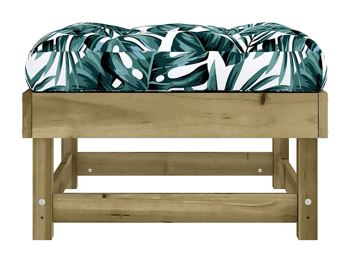 Repose-pied de jardin avec coussin bois de pin imprégné