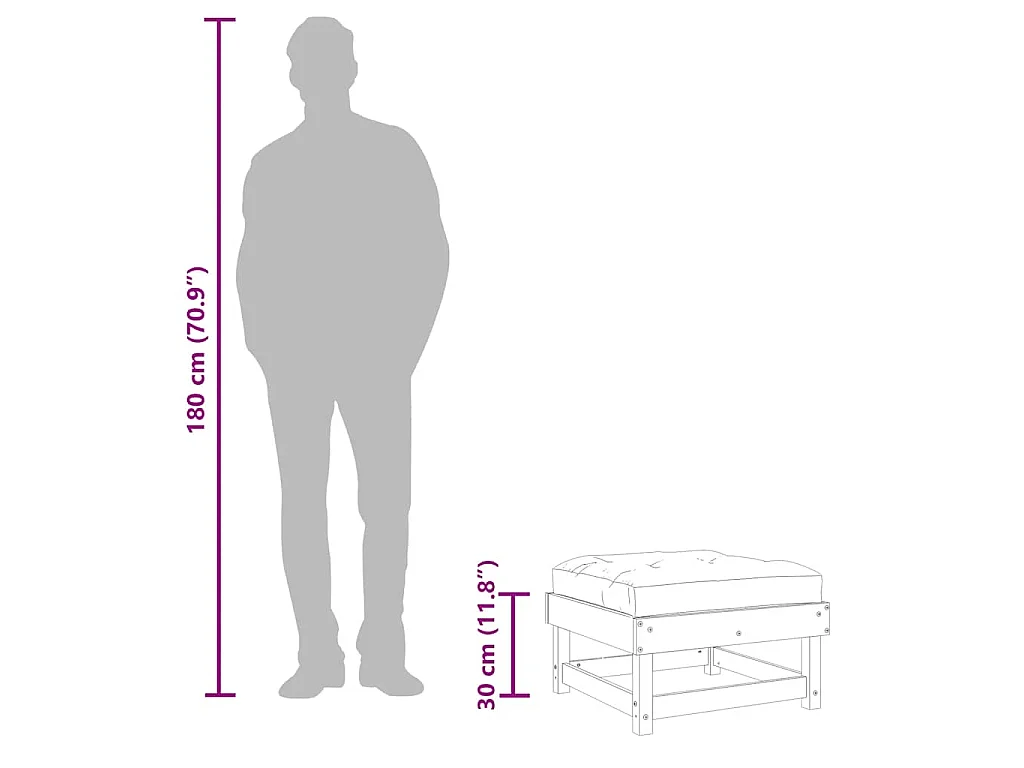 Tuinvoetenbank met kussen massief douglashout