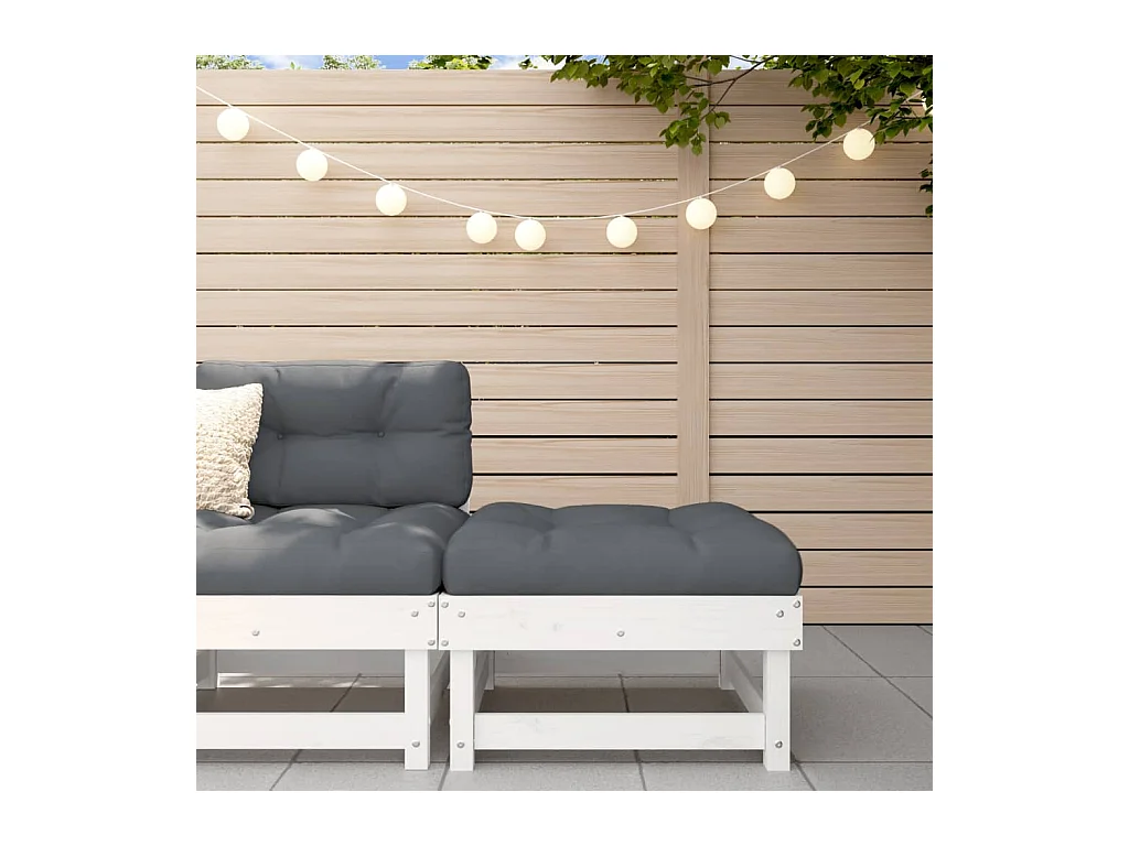 Repose-pied de jardin blanc bois de pin massif