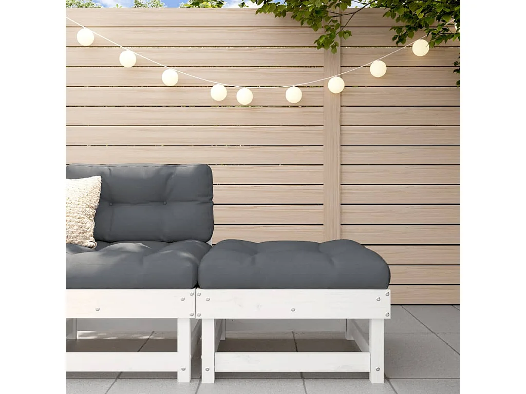 Repose-pied de jardin blanc bois de pin massif