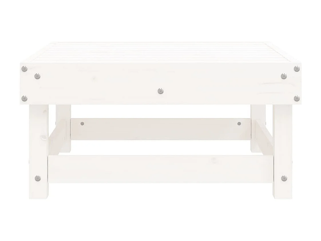 Repose-pied de jardin blanc bois de pin massif