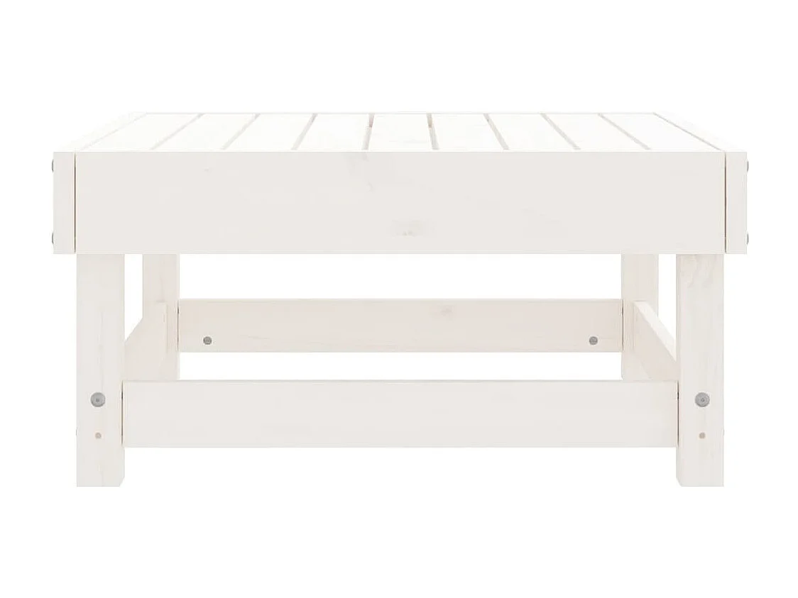 Repose-pied de jardin blanc bois de pin massif