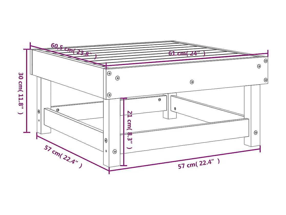 Repose-pied de jardin blanc bois de pin massif