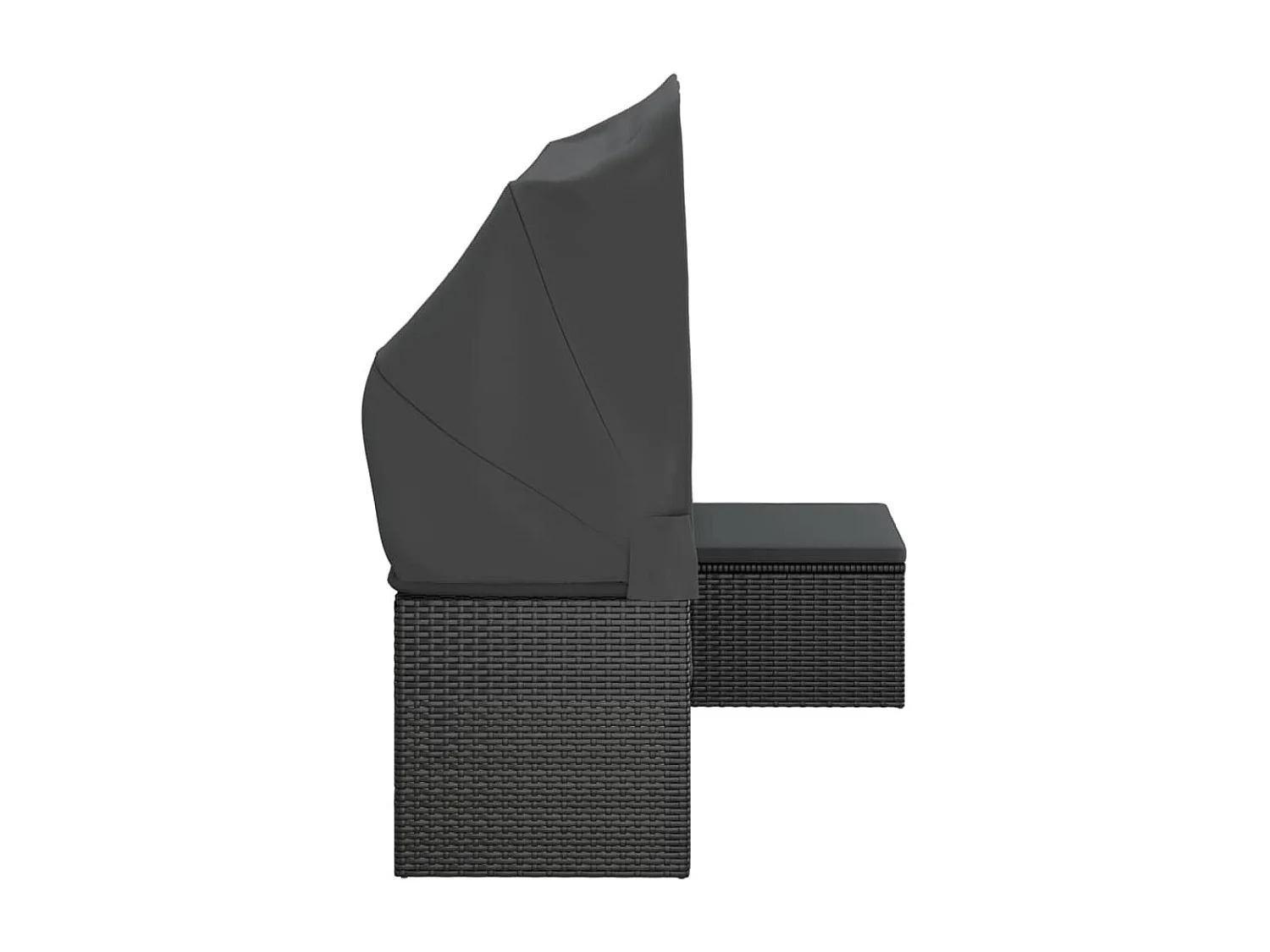 3-zits tuinbank met dak en voetensteun Zwart