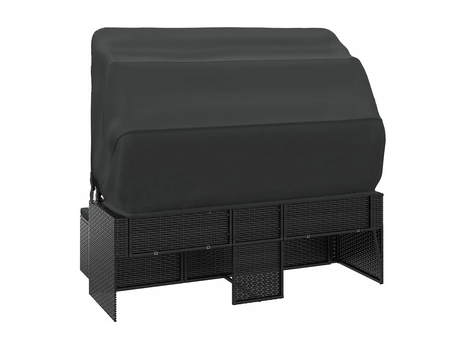 3-zits tuinbank met dak en voetensteun Zwart