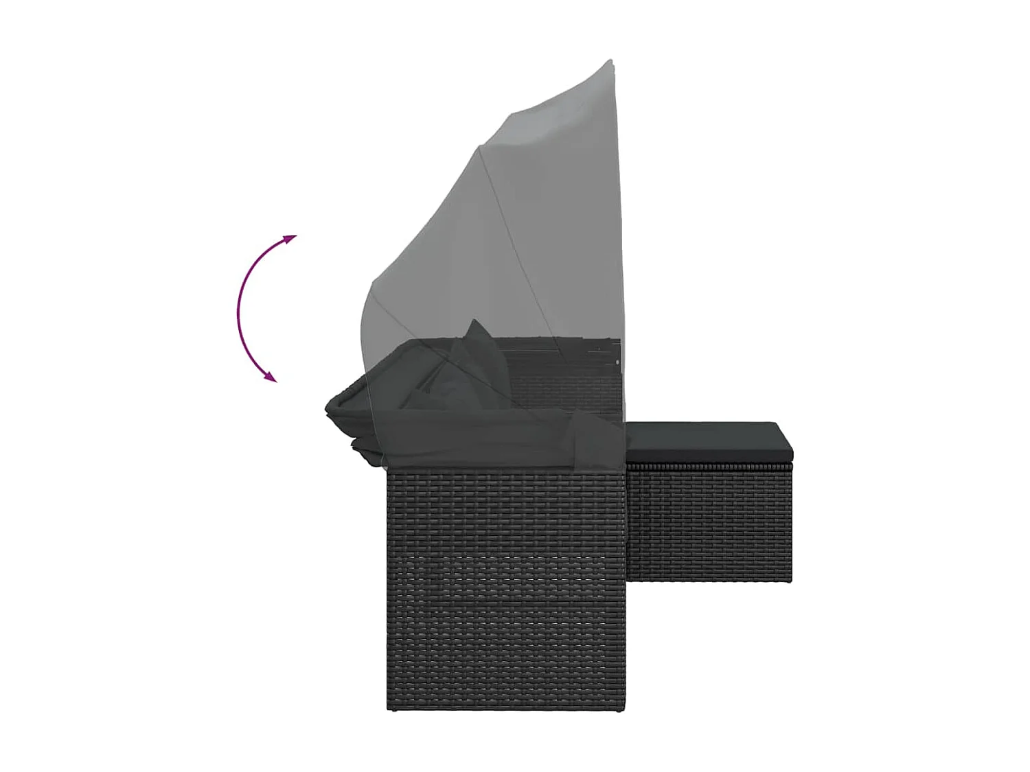 3-zits tuinbank met dak en voetensteun Zwart