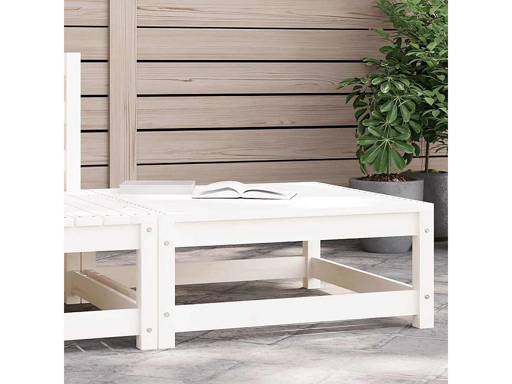 Gartenhocker Weiß 70x70x30 cm Massivholz Kiefer