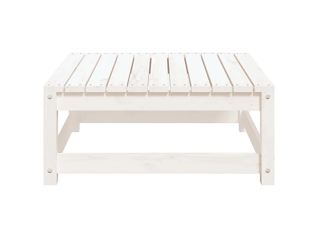 Taburete de jardín madera maciza de pino blanco 70x70x30 cm