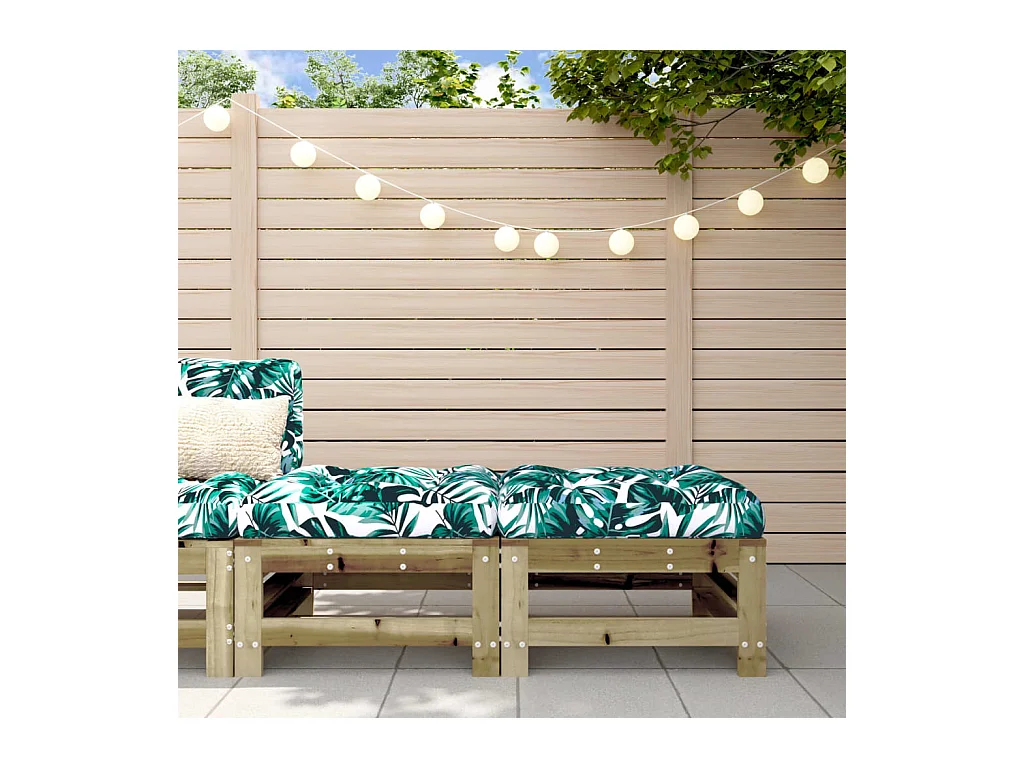 Repose-pieds de jardin et coussins lot de 2 bois pin imprégné