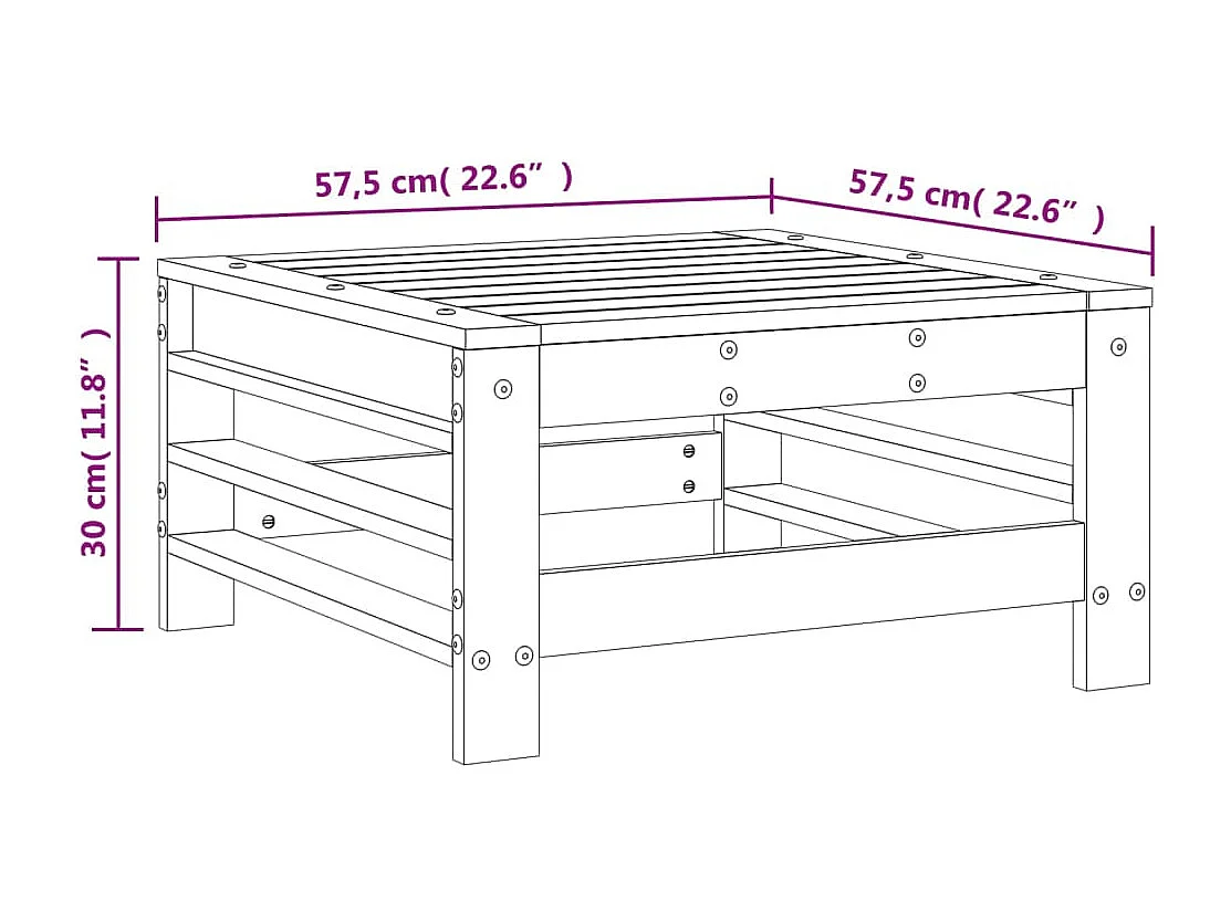 Gartenhocker Weiß Massivholz Kiefer