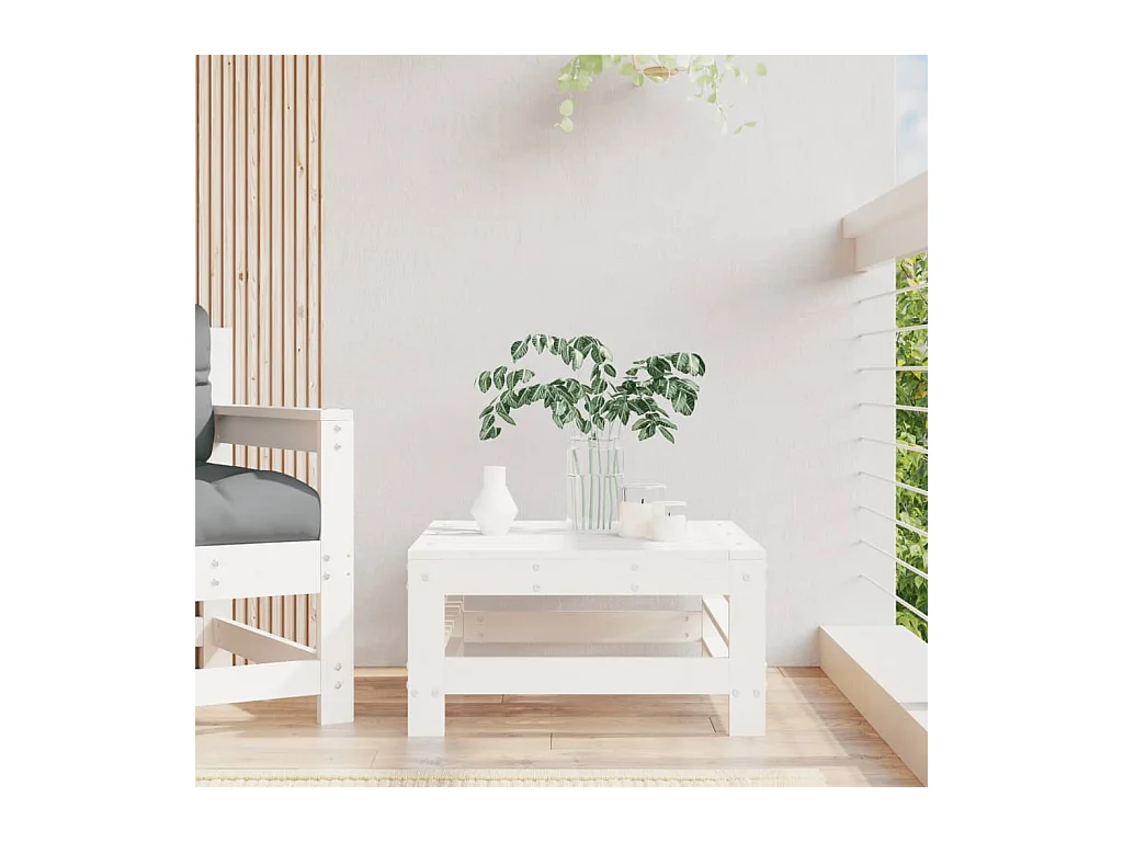 Repose-pied de jardin blanc bois de pin massif