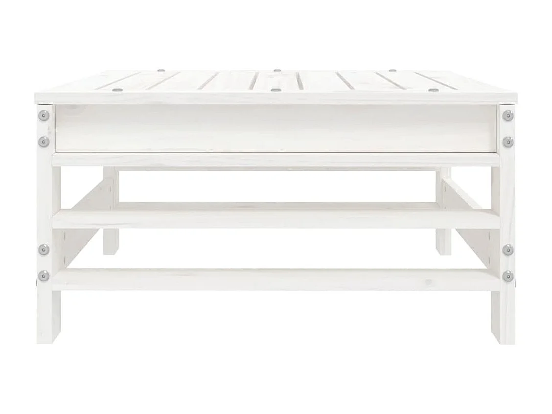 Repose-pied de jardin blanc bois de pin massif