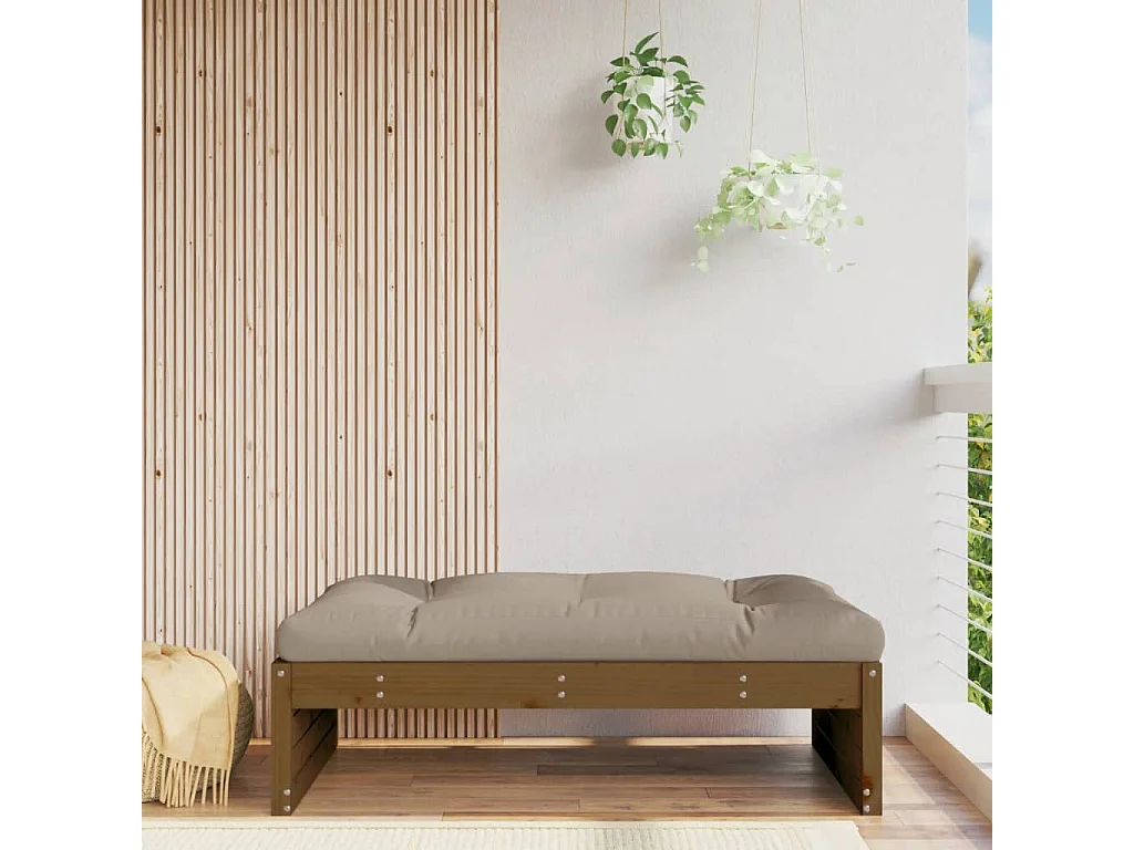 Repose-pied de jardin 120x80 cm marron miel bois de pin massif