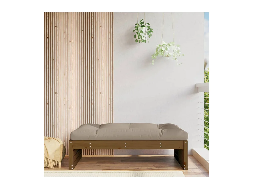 Repose-pied de jardin 120x80 cm marron miel bois de pin massif