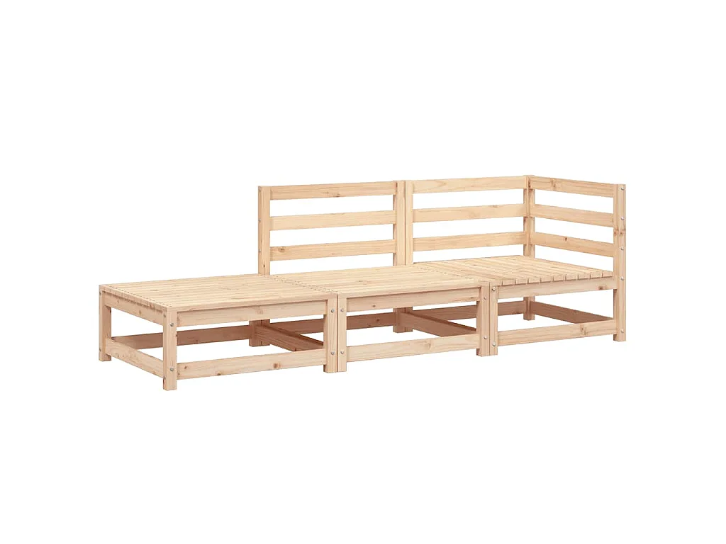 Gartensofa mit Fußhocker 2-Sitzer Massivholz Kiefer