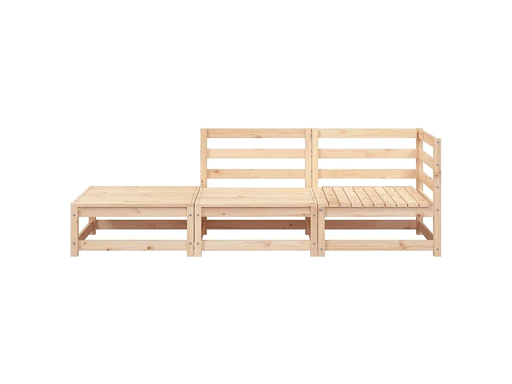Gartensofa mit Fußhocker 2-Sitzer Massivholz Kiefer