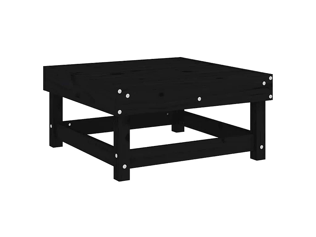 Repose-pieds de jardin coussins lot de 2 noir bois pin massif