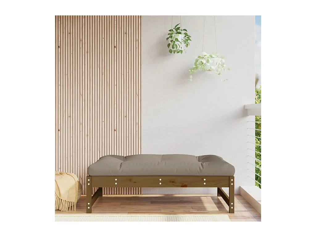Repose-pied de jardin 120x80 cm marron miel bois de pin massif