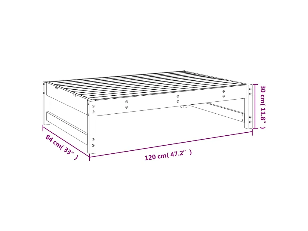 Poggiapiedi Giardino Marrone Ambra 120x80cm Legno Massello Pino
