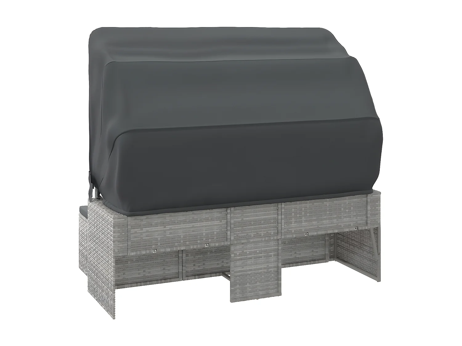 Sofá de jardín de 3 plazas con techo y reposapiés Gris