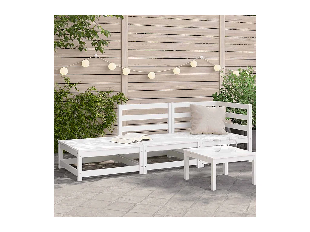 Divano Giardino con Poggiapiedi 2 Posti Massello Pino Bianco