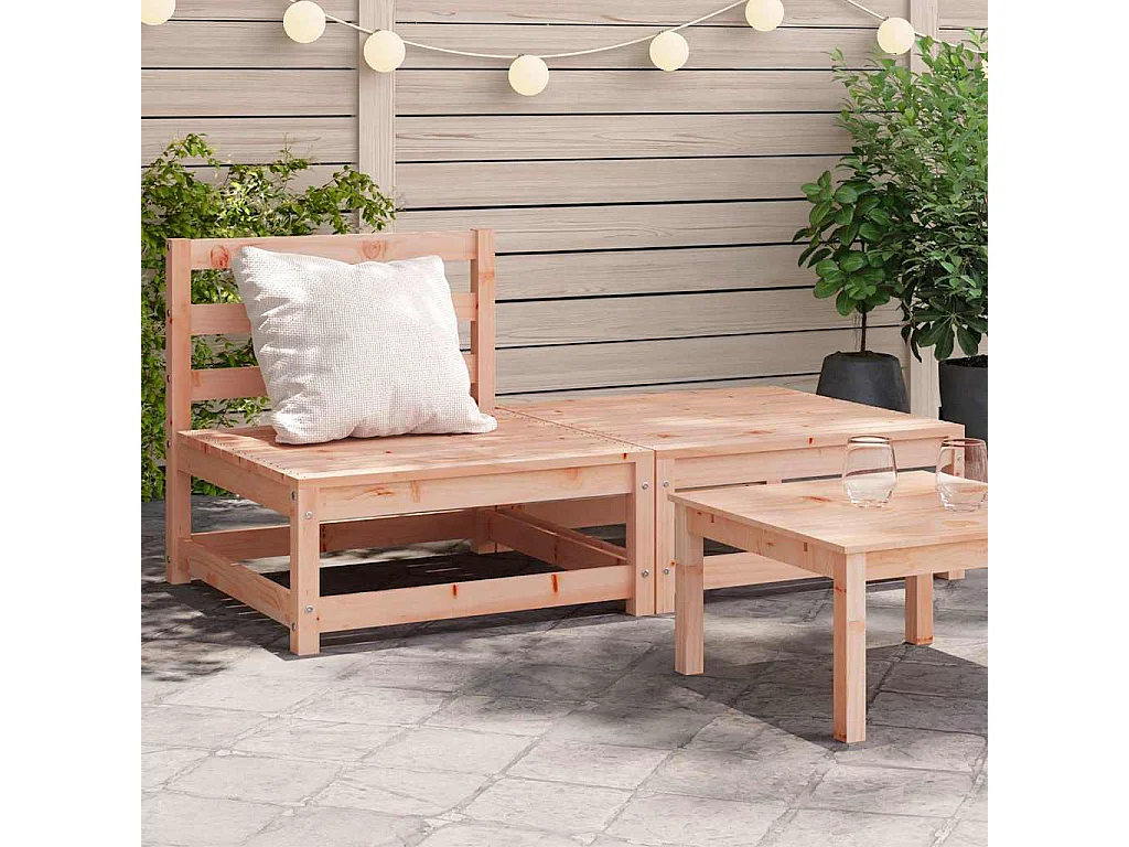 Gartensofa ohne Armlehnen mit Hocker Massivholz Douglasie