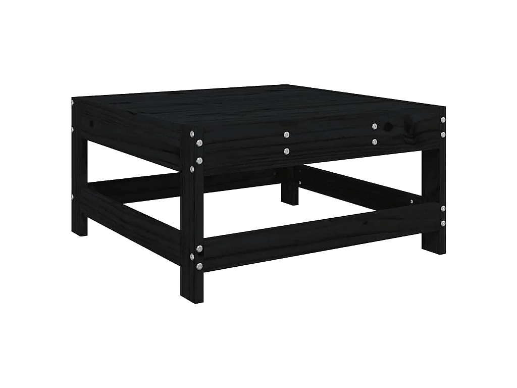 Poggiapiedi da Giardino con Cuscino Legno Massello di Pino Nero