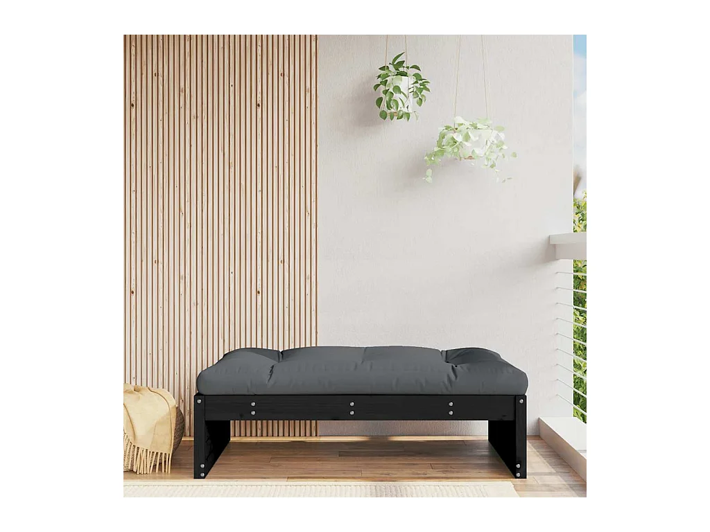 Repose-pied de jardin 120x80 cm noir bois de pin massif