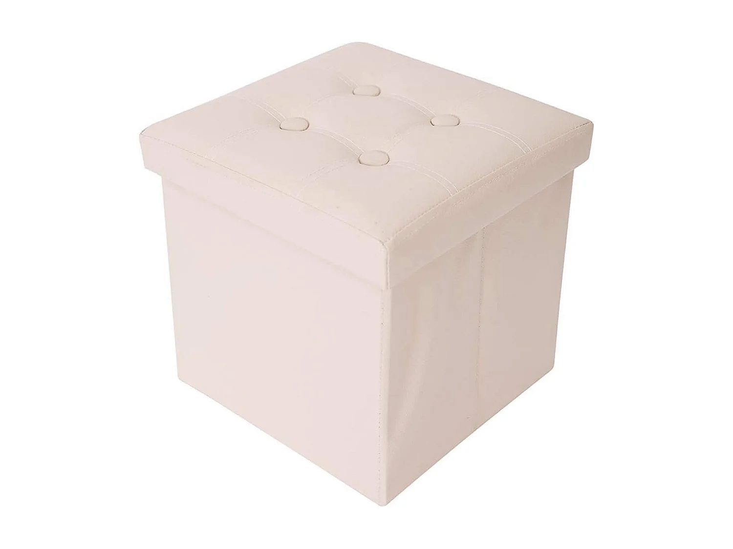 Mobili Rebecca Puff Sgabello Contenitore Cubo Beige Moderno Salotto 30x30x30