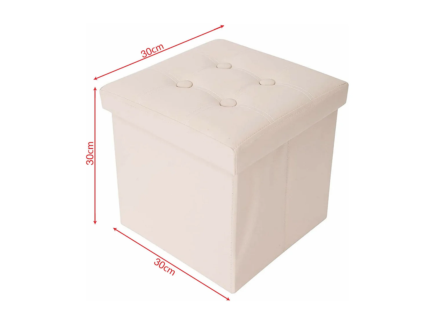 Mobili Rebecca Puff Sgabello Contenitore Cubo Beige Moderno Salotto 30x30x30