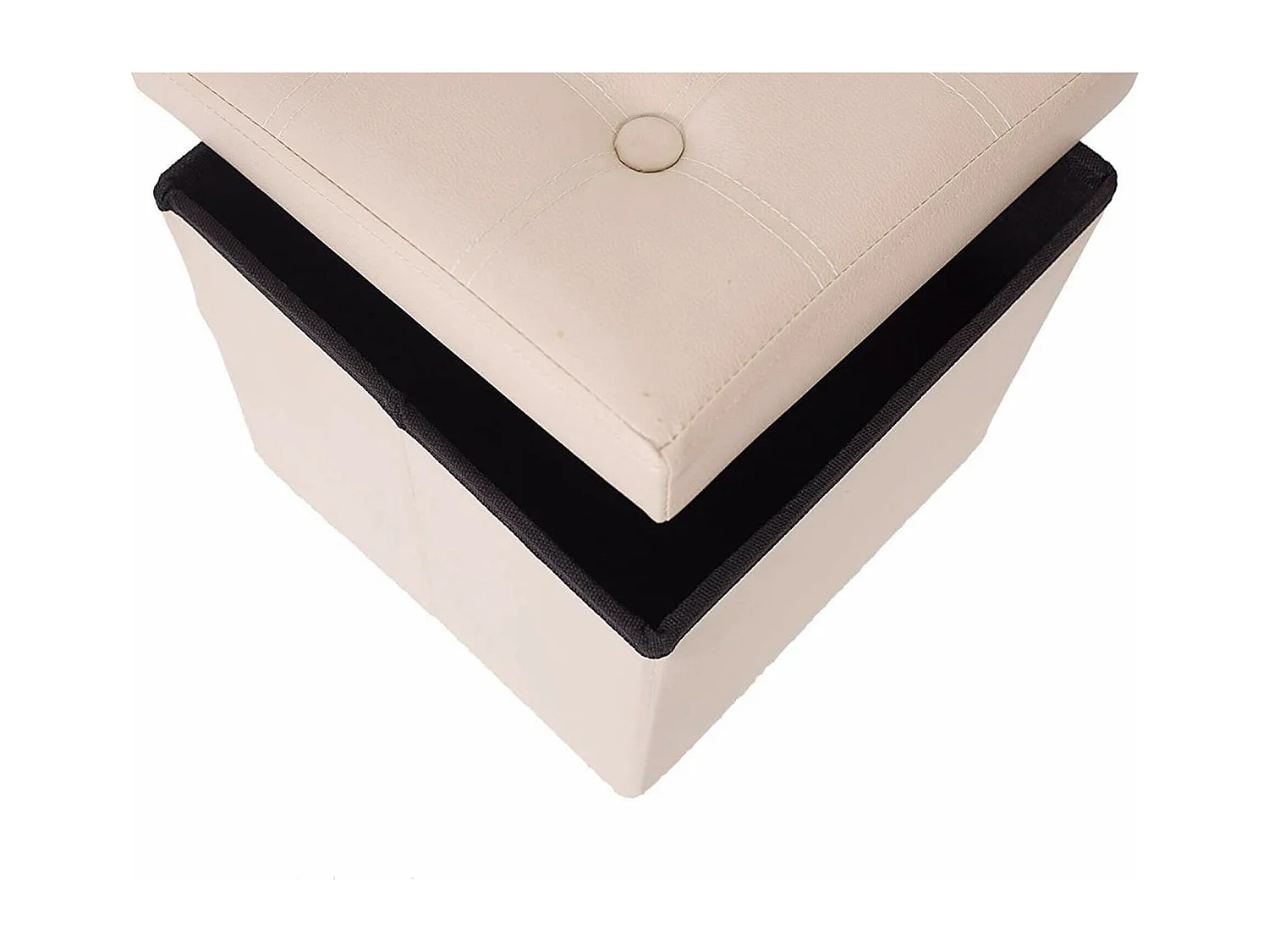 Mobili Rebecca Puff Sgabello Contenitore Cubo Beige Moderno Salotto 30x30x30