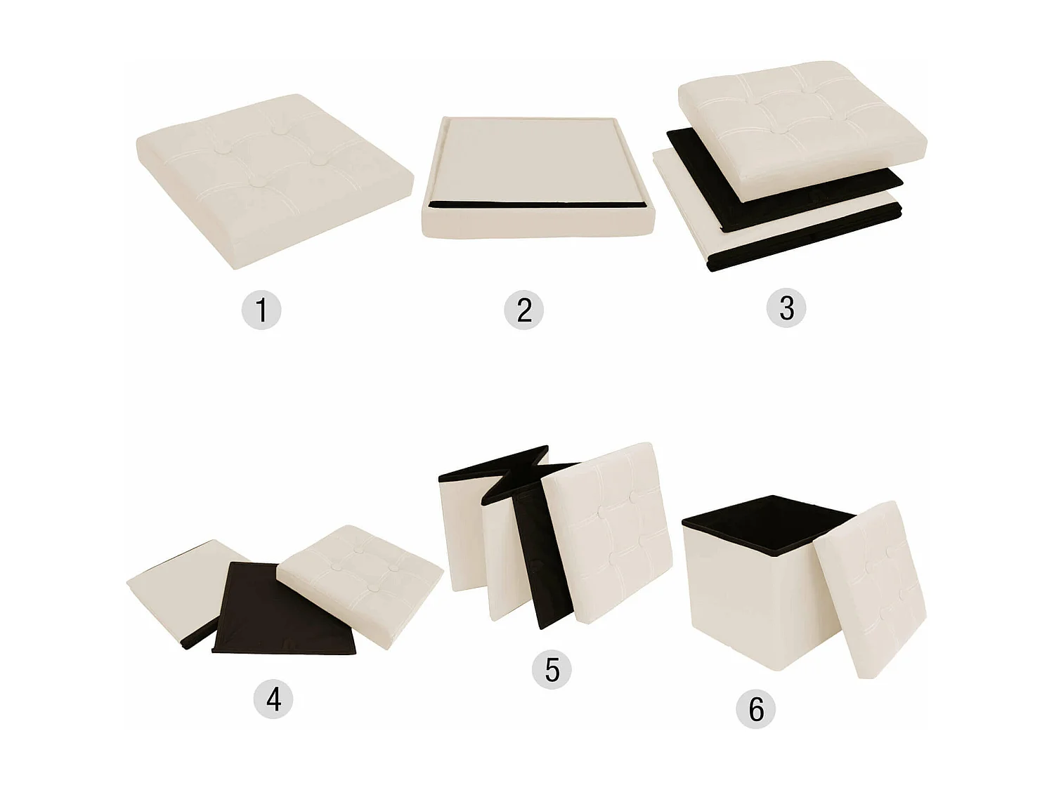 Mobili Rebecca Puff Sgabello Contenitore Cubo Beige Moderno Salotto 30x30x30