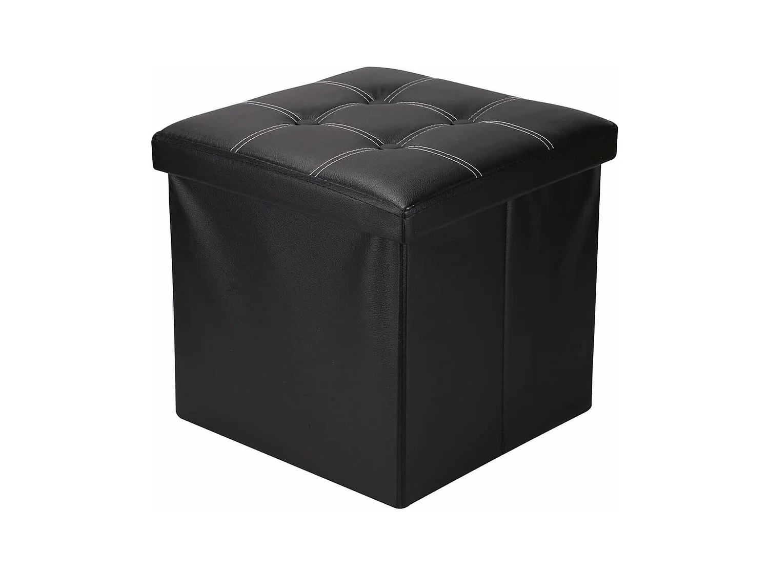 Mobili Rebecca Puff Sgabello Baule Nero Cubo Design Arredamento Moderno 30x30x30