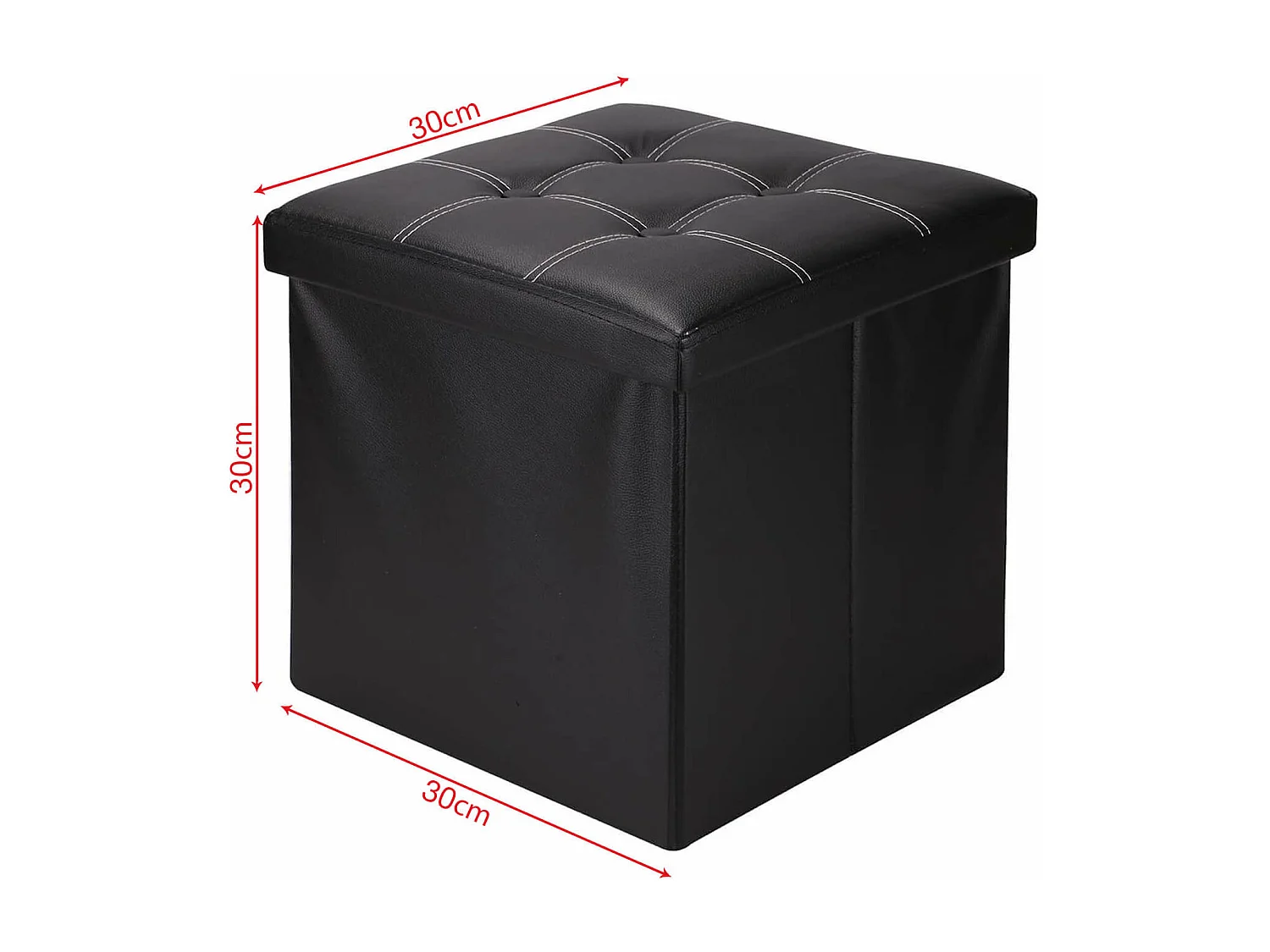 Rebecca Mobili Puff Stool Tronco Design Cubo Preto Móveis modernos 30x30x30