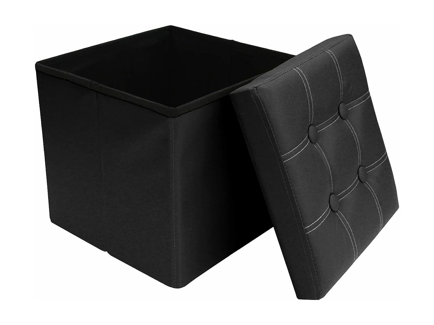Rebecca Mobili Puff Stool Tronco Design Cubo Preto Móveis modernos 30x30x30