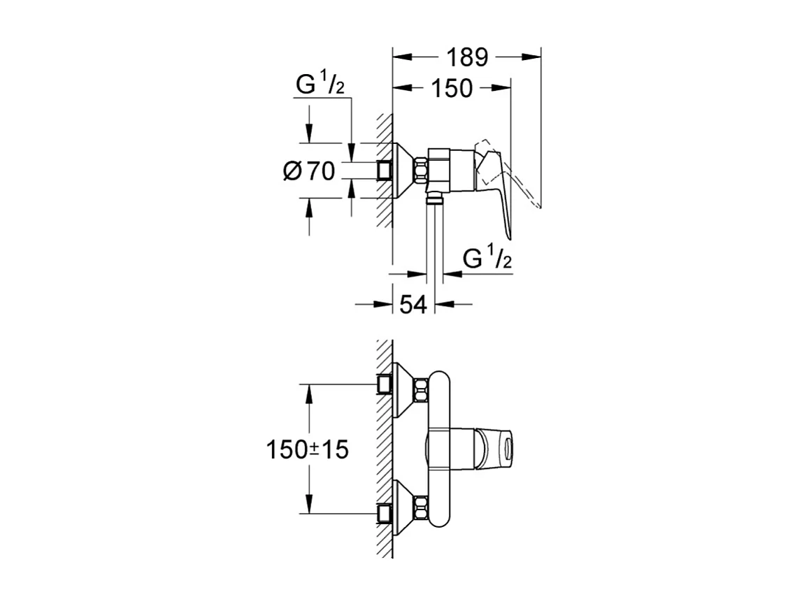 Douchemengkraan Bauloop 23340000 - Wandmontage - Chroom - Waterbesparing