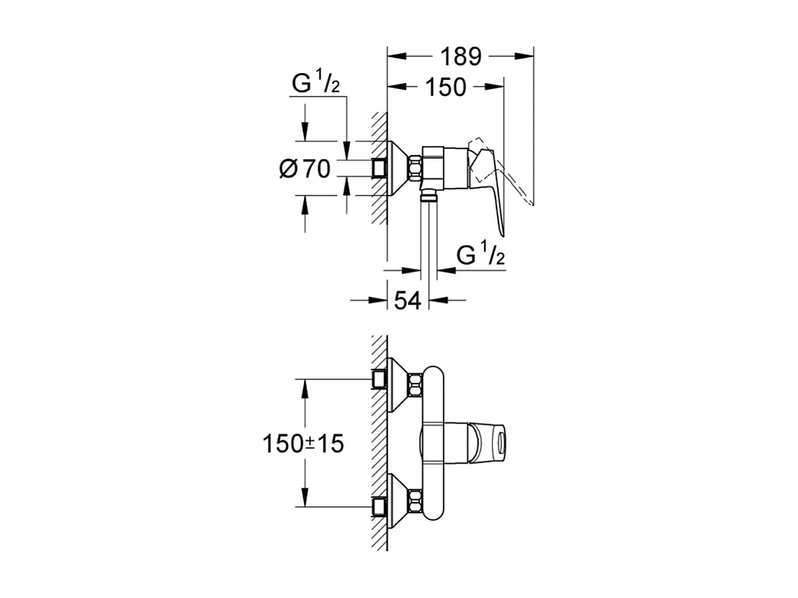 Douchemengkraan Bauloop 23340000 - Wandmontage - Chroom - Waterbesparing