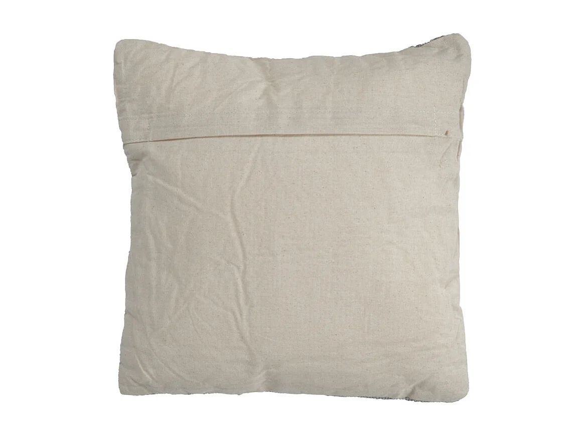 Coussin carré 40 x 40 cm coton brodé de motifs géométriques gris - RAY