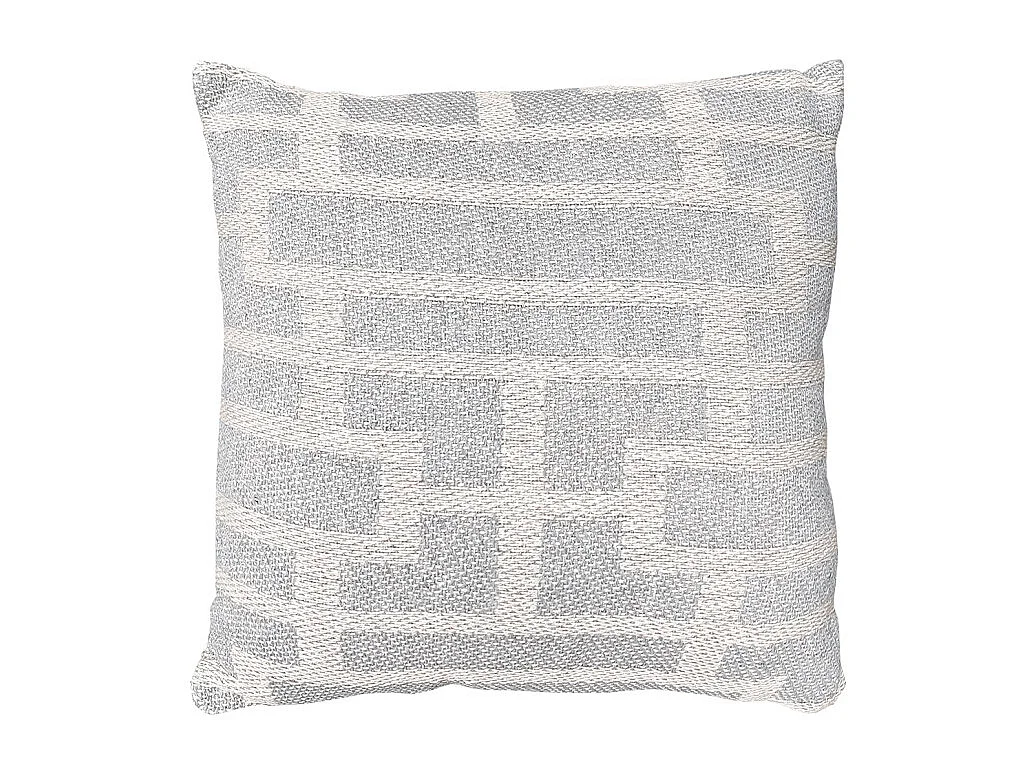Coussin carré 40 x 40 cm coton brodé de motifs géométriques gris - RAY