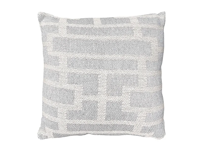 Coussin carré 40 x 40 cm coton brodé de motifs géométriques gris - RAY