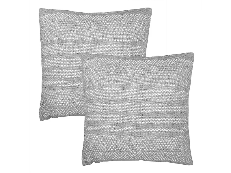 Lot 2 coussins carrés 40 x 40 cm coton brodé de lignes gris - FLICKER