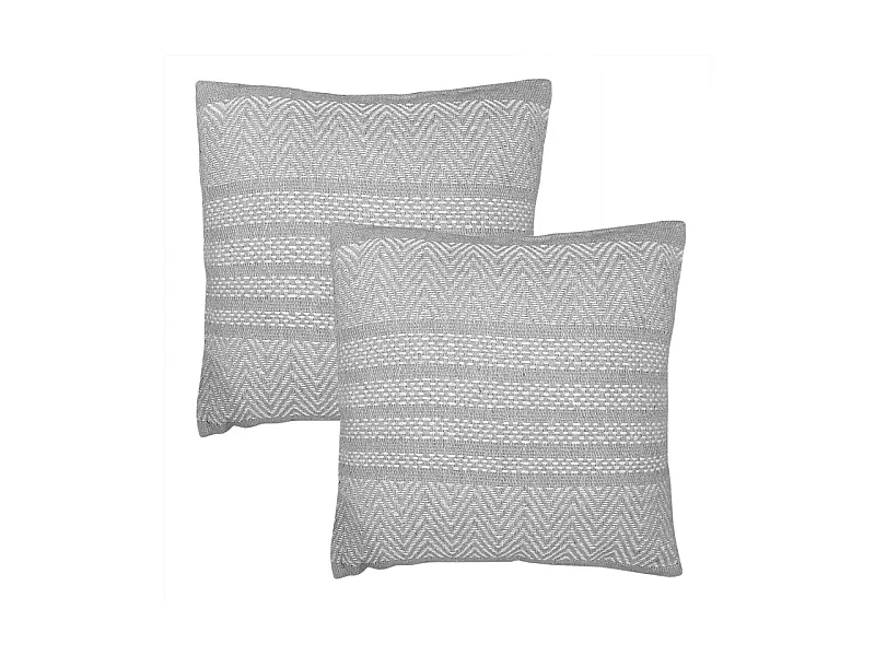 Lot 2 coussins carrés 40 x 40 cm coton brodé de lignes gris - FLICKER