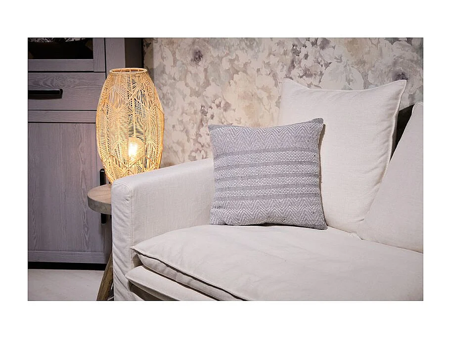 Lot 2 coussins carrés 40 x 40 cm coton brodé de lignes gris - FLICKER