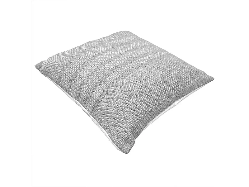Lot 2 coussins carrés 40 x 40 cm coton brodé de lignes gris - FLICKER