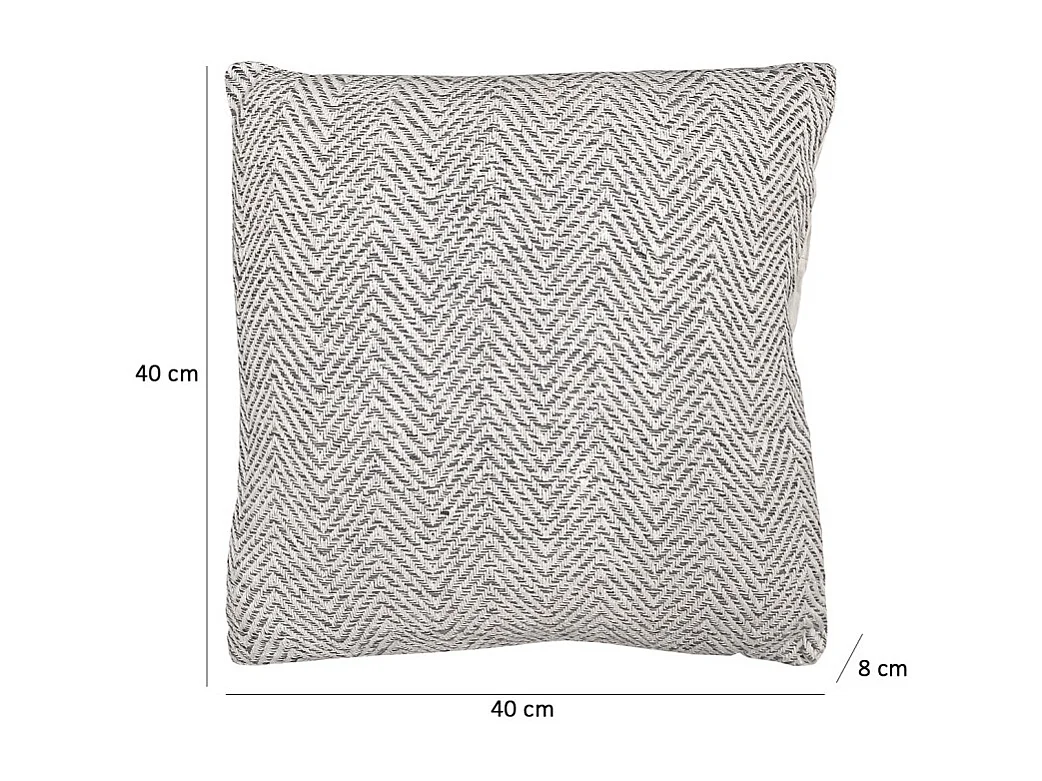 Coussin carré 40 x 40 cm coton brodé avec motifs chevrons gris - GLOW