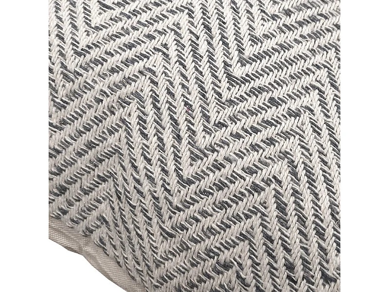 Coussin carré 40 x 40 cm coton brodé avec motifs chevrons gris - GLOW