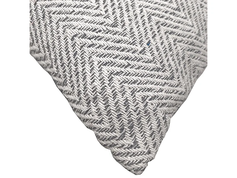 Coussin carré 40 x 40 cm coton brodé avec motifs chevrons gris - GLOW