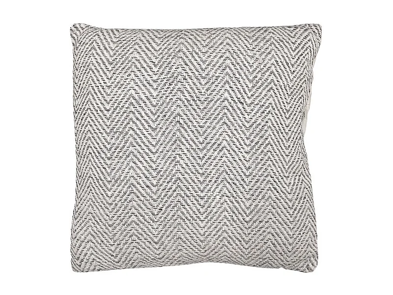 Coussin carré 40 x 40 cm coton brodé avec motifs chevrons gris - GLOW